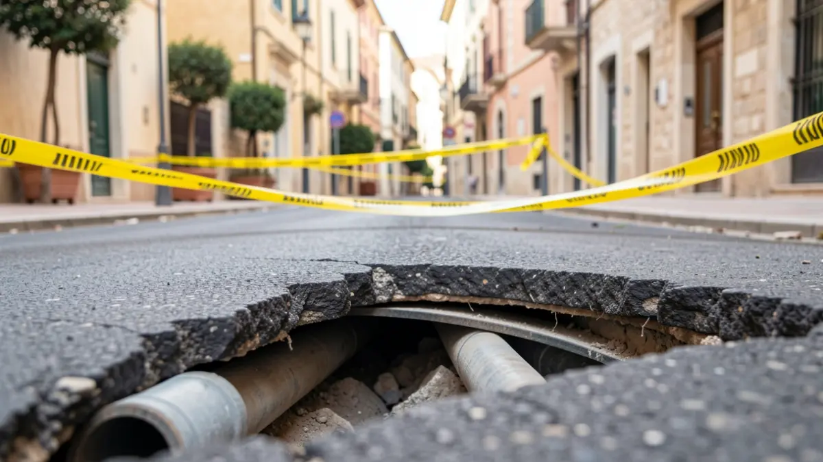 Imagen de obras en la calle Olof Palme por saneamiento.