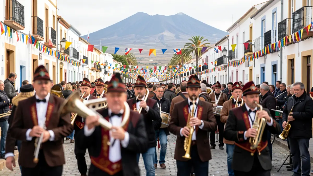 Imagen genérica de la fiesta de Las Nieves en Agaete con músicos y ambiente festivo.