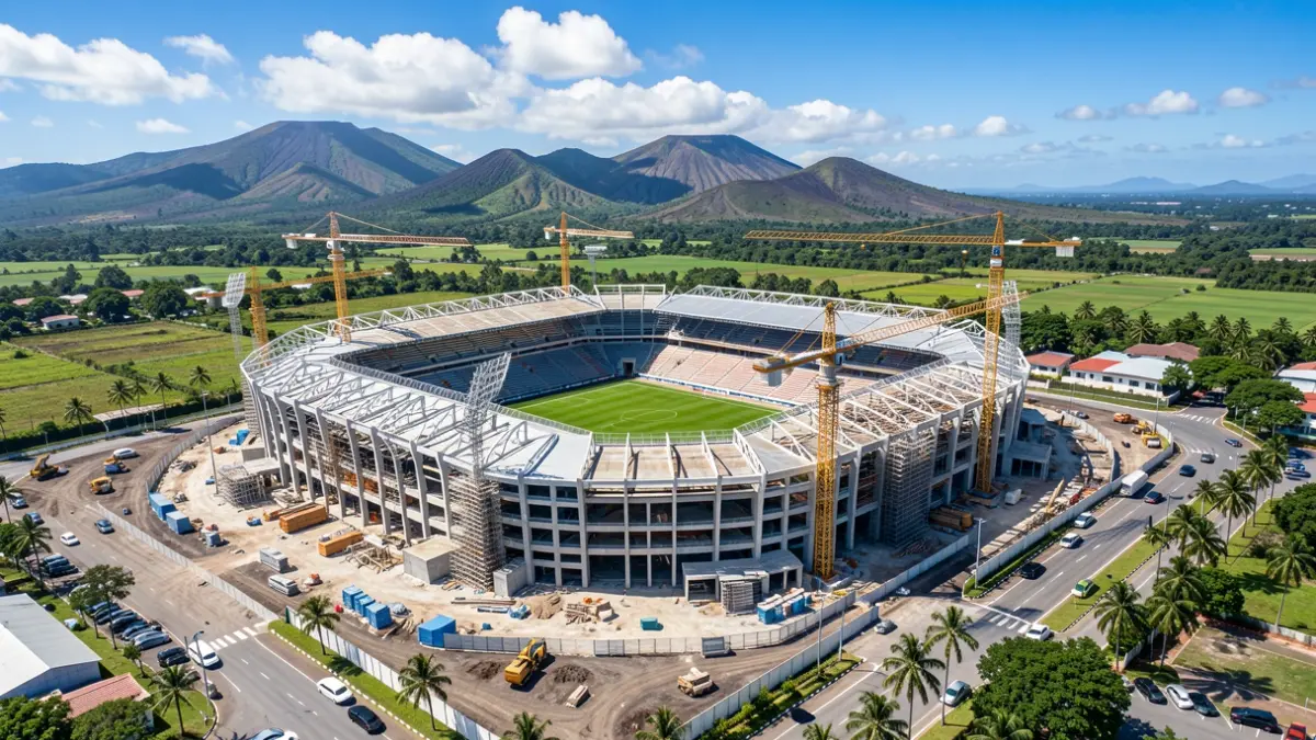 Vista aérea del Estadio de Gran Canaria en obras.